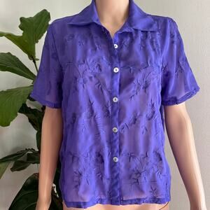 Country Wear Casuals Sheer Embroidered Blouse (Petite)